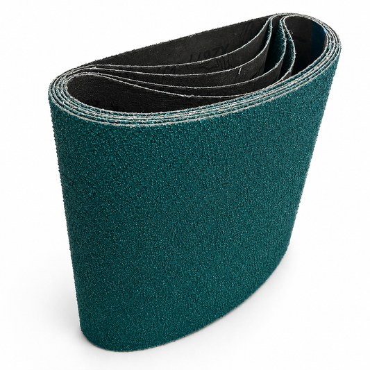 round Floor Supply 8x19 zirconia sanding belts for Clarke and American Sanders EZ-8 drum sanders, 5-pack.